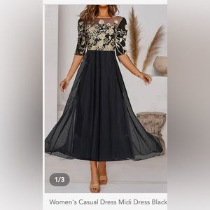 Xl size 14 chiffon black embroidered formal dress. NWOT